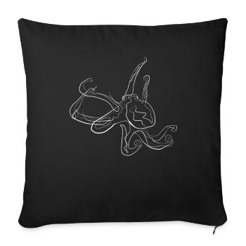 Squid animal motif - one line drawing - Sofa pillowcase 17,3'' x 17,3'' (45 x 45 cm) - black - Front