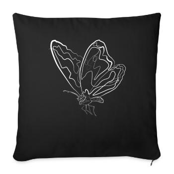 Butterfly animal motif - one line drawing - Sofa pillowcase 17,3'' x 17,3'' (45 x 45 cm) - black - Front