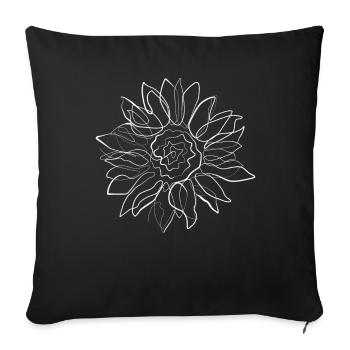Sunflower - one line drawing - Sofa pillowcase 17,3'' x 17,3'' (45 x 45 cm) - black - Front