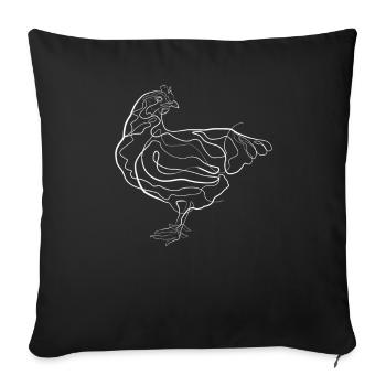 Rooster Chickens Animal Motif - one line drawing - Sofa pillowcase 17,3'' x 17,3'' (45 x 45 cm) - black - Front