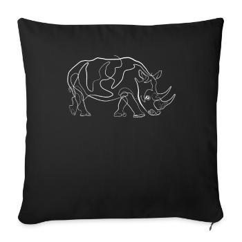 Rhino animal motif - one line drawing - Sofa pillowcase 17,3'' x 17,3'' (45 x 45 cm) - black - Front