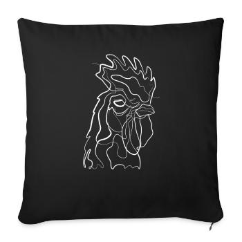Rooster animal motif - one line drawing - Sofa pillowcase 17,3'' x 17,3'' (45 x 45 cm) - black - Front
