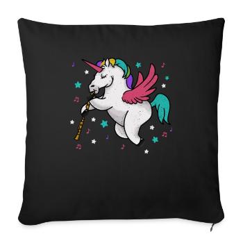 Flying Unicorn Musician - Clarinetist & Flutist - Sofa pillowcase 17,3'' x 17,3'' (45 x 45 cm) - black - Front
