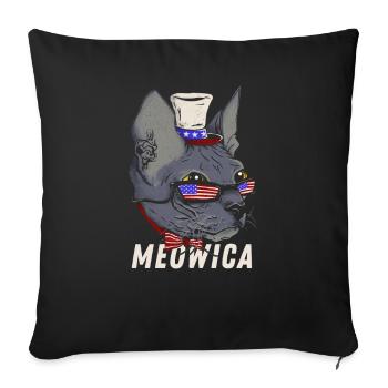 Meowica Merica Sphynx - Patriotic American Cat Pun - Sofa pillowcase 17,3'' x 17,3'' (45 x 45 cm) - black - Front