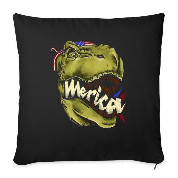 Merica T Rex - Patriotischer amerikanischer Trex-Dinosaurier - Sofakissenbezug 45 x 45 cm - Schwarz - Vorne