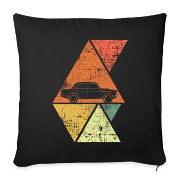 Voitures anciennes - Housse de coussin décorative 45 x 45 cm - noir - Devant