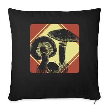 Champignons - Housse de coussin décorative 45 x 45 cm - noir - Devant