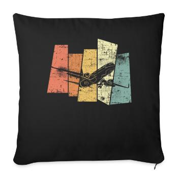 Flugzeug - Sofakissenbezug 45 x 45 cm - Schwarz - Vorne