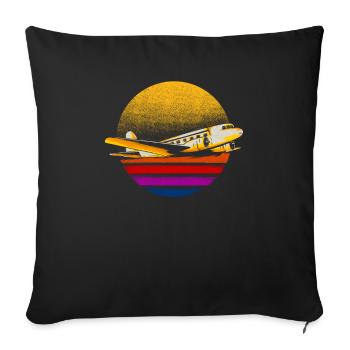 Avion rétro - Avion aérospatial Vintage - Housse de coussin décorative 45 x 45 cm - noir - Devant