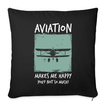 Airplane - Sofa pillowcase 17,3'' x 17,3'' (45 x 45 cm) - black - Front
