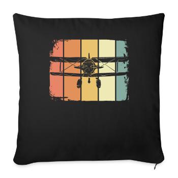 Airplane - Sofa pillowcase 17,3'' x 17,3'' (45 x 45 cm) - black - Front