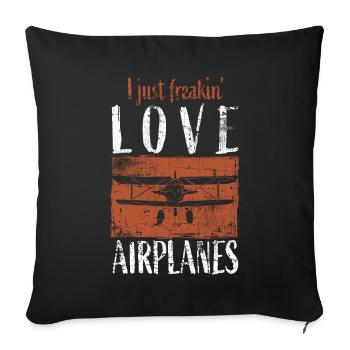 Avion - Housse de coussin décorative 45 x 45 cm - noir - Devant