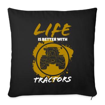 Traktor - Sofakissenbezug 45 x 45 cm - Schwarz - Vorne