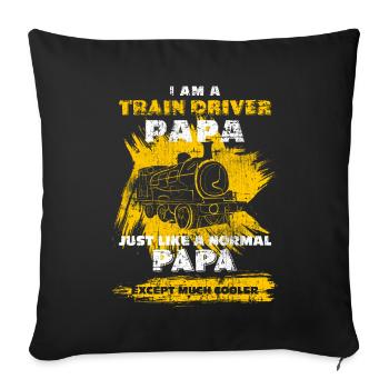 Trains locomotives - Housse de coussin décorative 45 x 45 cm - noir - Devant