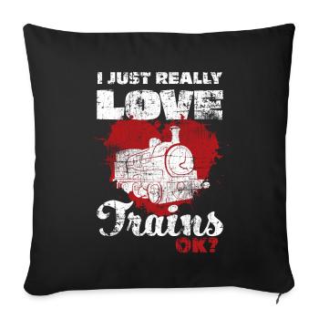 Trains Locomotives ferroviaires - Housse de coussin décorative 45 x 45 cm - noir - Devant