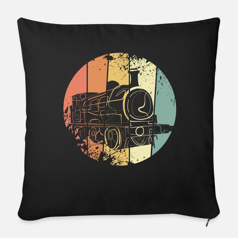 Lokomotive retro - Sofakissenbezug 45 x 45 cm - Schwarz
