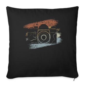Caméra rétro - Housse de coussin décorative 45 x 45 cm - noir - Devant