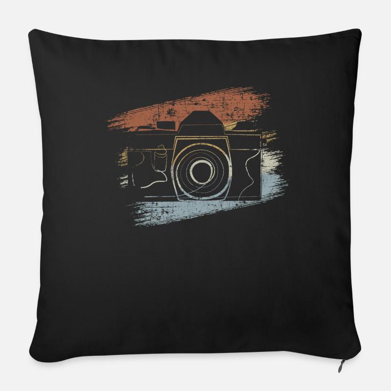 Retro Kamera - Sofakissenbezug 45 x 45 cm - Schwarz
