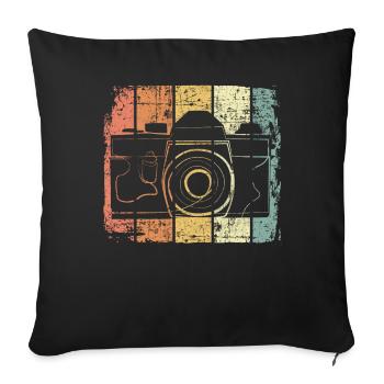 Caméra rétro - Housse de coussin décorative 45 x 45 cm - noir - Devant