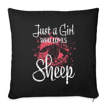 Sheep Farmer Girl - Sofa pillowcase 17,3'' x 17,3'' (45 x 45 cm) - black - Front