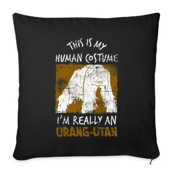 Orang outan singe costume - Housse de coussin décorative 45 x 45 cm - noir - Devant