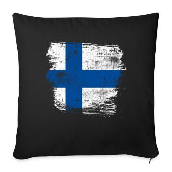Finland Flag - Sofa pillowcase 17,3'' x 17,3'' (45 x 45 cm) - black - Front