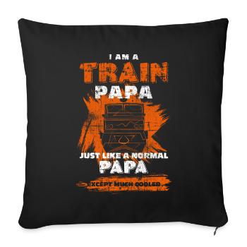 Train de train Papa - Housse de coussin décorative 45 x 45 cm - noir - Devant