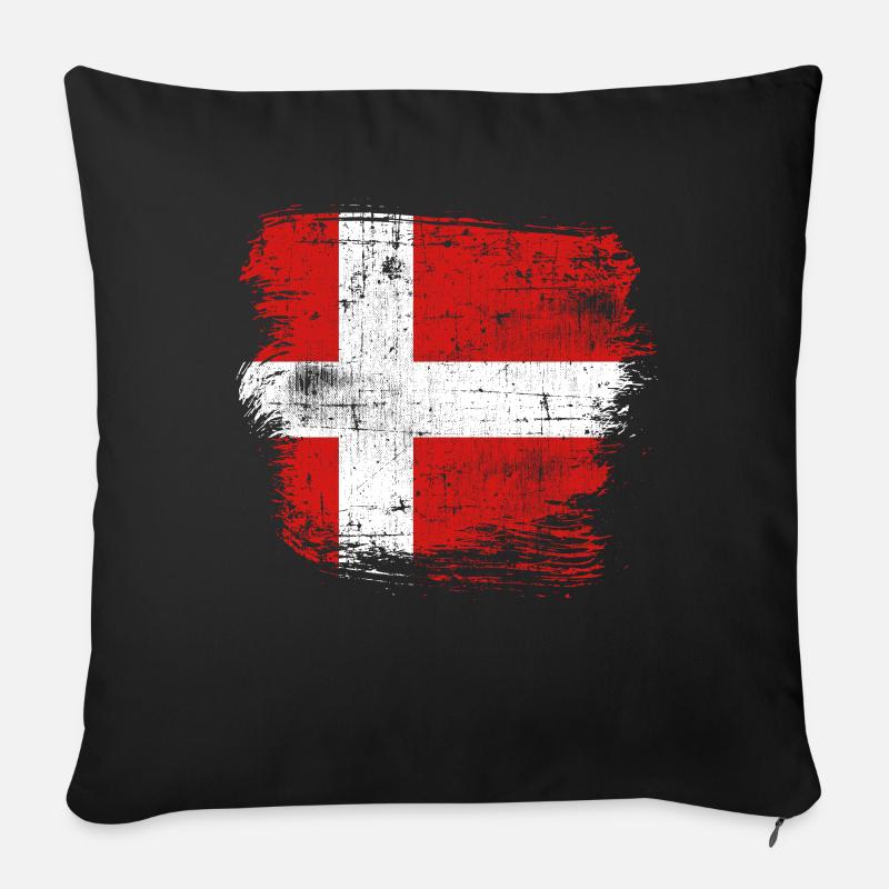 Dänemark Flagge - Sofakissenbezug 45 x 45 cm - Schwarz