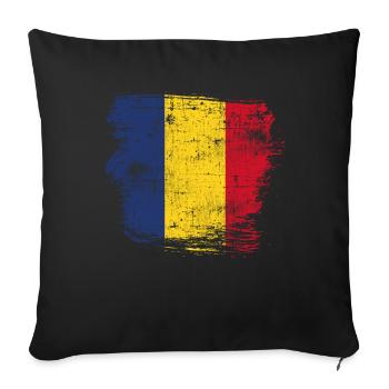 Romania Flag - Sofa pillowcase 17,3'' x 17,3'' (45 x 45 cm) - black - Front