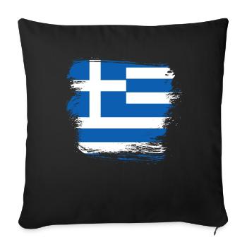 Greece Flag - Sofa pillowcase 17,3'' x 17,3'' (45 x 45 cm) - black - Front