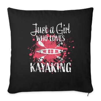 Kayak filles - Housse de coussin décorative 45 x 45 cm - noir - Devant