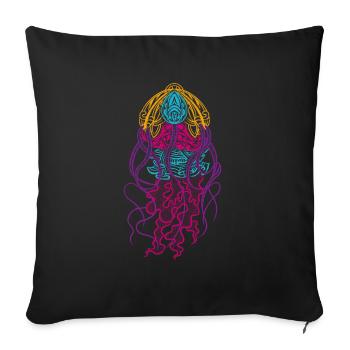 Ornamental Jellyfish - Spiritual Magical Animal - Sofa pillowcase 17,3'' x 17,3'' (45 x 45 cm) - black - Front