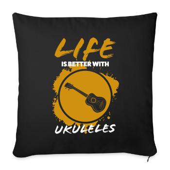 Ukulele - Sofakissenbezug 45 x 45 cm - Schwarz - Vorne