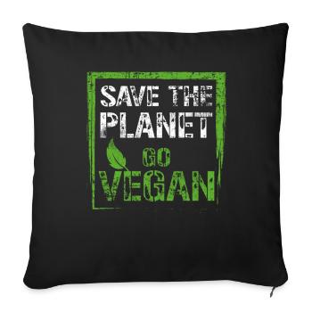 Vegan Umweltschutz - Sofakissenbezug 45 x 45 cm - Schwarz - Vorne
