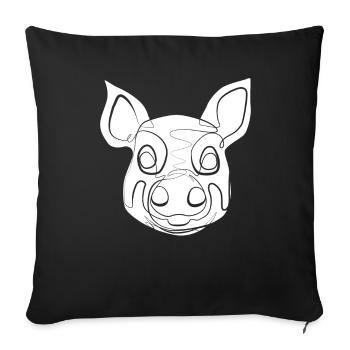 Porc - Housse de coussin décorative 45 x 45 cm - noir - Devant