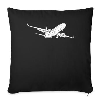 Avion - Housse de coussin décorative 45 x 45 cm - noir - Devant