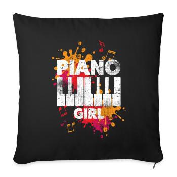 Piano fille - Housse de coussin décorative 45 x 45 cm - noir - Devant