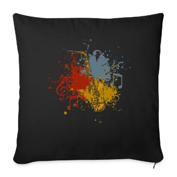 Saxophon retro - Sofakissenbezug 45 x 45 cm - Schwarz - Vorne