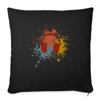 Headphones retro music - Sofa pillowcase 17,3'' x 17,3'' (45 x 45 cm) - black - Front
