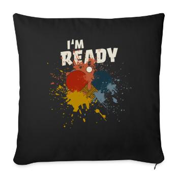 Ping-pong - Housse de coussin décorative 45 x 45 cm - noir - Devant