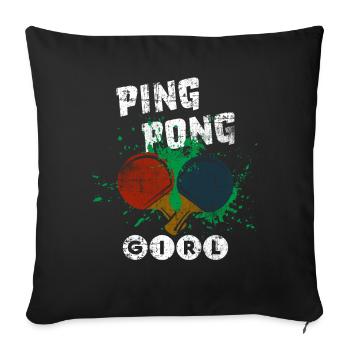 Ping-pong fille - Housse de coussin décorative 45 x 45 cm - noir - Devant