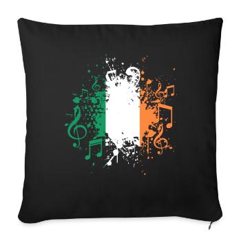Irlande Drapeau musique - Housse de coussin décorative 45 x 45 cm - noir - Devant