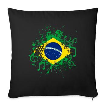 Brésil Drapeau Musique - Housse de coussin décorative 45 x 45 cm - noir - Devant