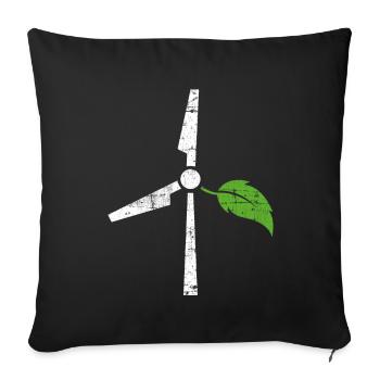Umweltschutz Windenergie - Sofakissenbezug 45 x 45 cm - Schwarz - Vorne
