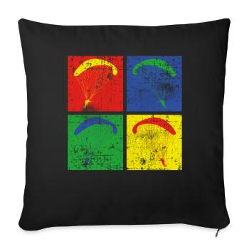 Gleitschirmfliegen - Sofakissenbezug 45 x 45 cm - Schwarz - Vorne