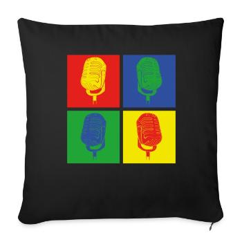 Pop Art microphone chanteur - Housse de coussin décorative 45 x 45 cm - noir - Devant