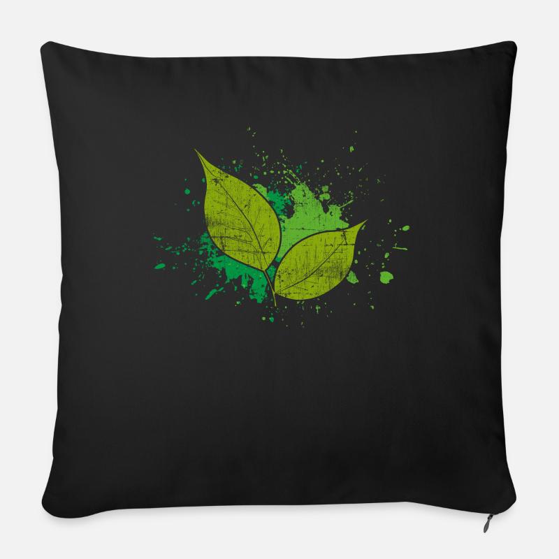 Blatt Natur - Sofakissenbezug 45 x 45 cm - Schwarz
