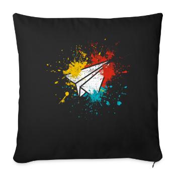 Pilote d’avion papier - Housse de coussin décorative 45 x 45 cm - noir - Devant