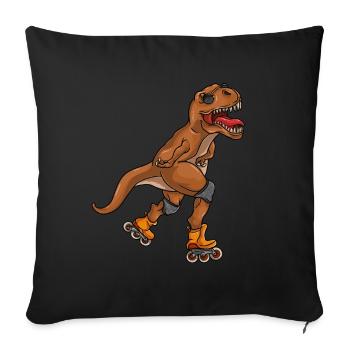 Skating T Rex - Cute Trex Dinosaur Skater - Sofa pillowcase 17,3'' x 17,3'' (45 x 45 cm) - black - Front
