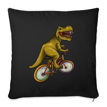 T Rex Riding Bicycle - Cycliste cycliste drôle de dinosaure - Housse de coussin décorative 45 x 45 cm - noir - Devant
